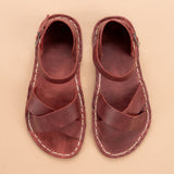 Rote, überkreuzte Barfußsandalen