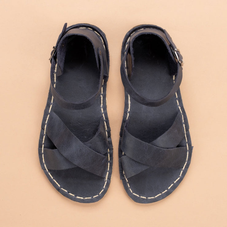 Blue Criss-Cross Barefoot Sandals