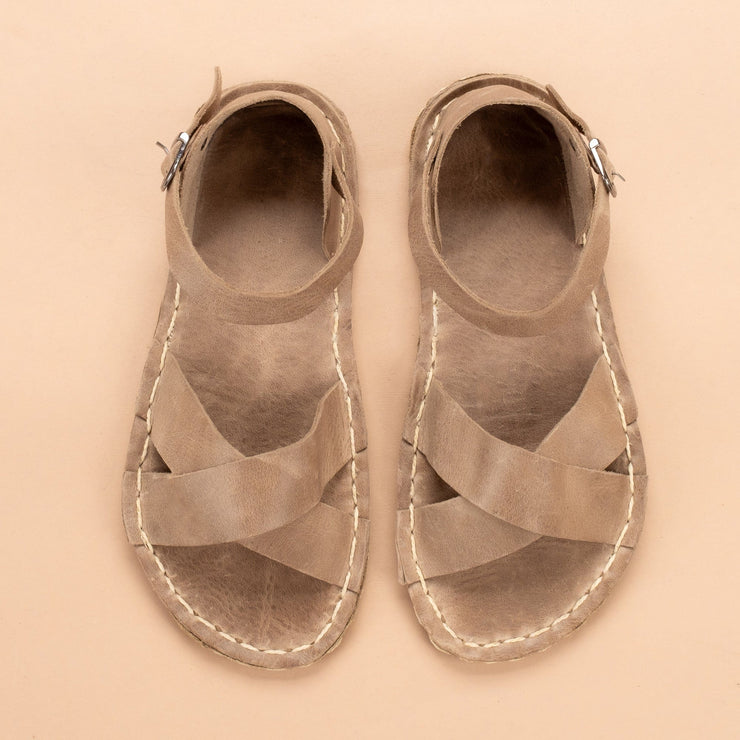 Tan Criss-Cross Barefoot Sandals