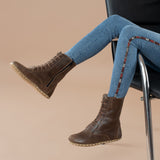 Women's Dark Brown Barefoot High Ankle Boots
