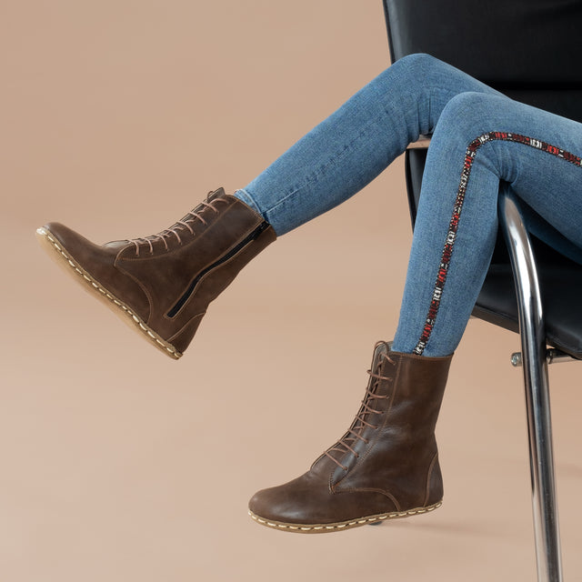 Dunkelbraune Barfuß-Stiefeletten für Herren