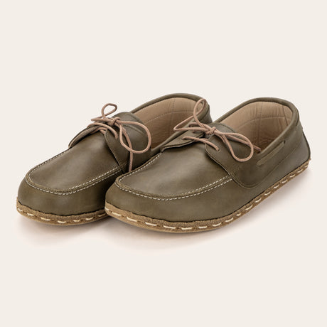 Women's Green Dock Shoes - Atlantis Handmade Shoes - 
