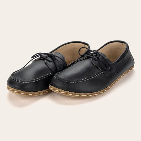 Women's Black Dock Shoes - Atlantis Handmade Shoes - 