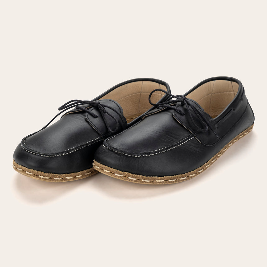 Women's Black Dock Shoes - Atlantis Handmade Shoes - 