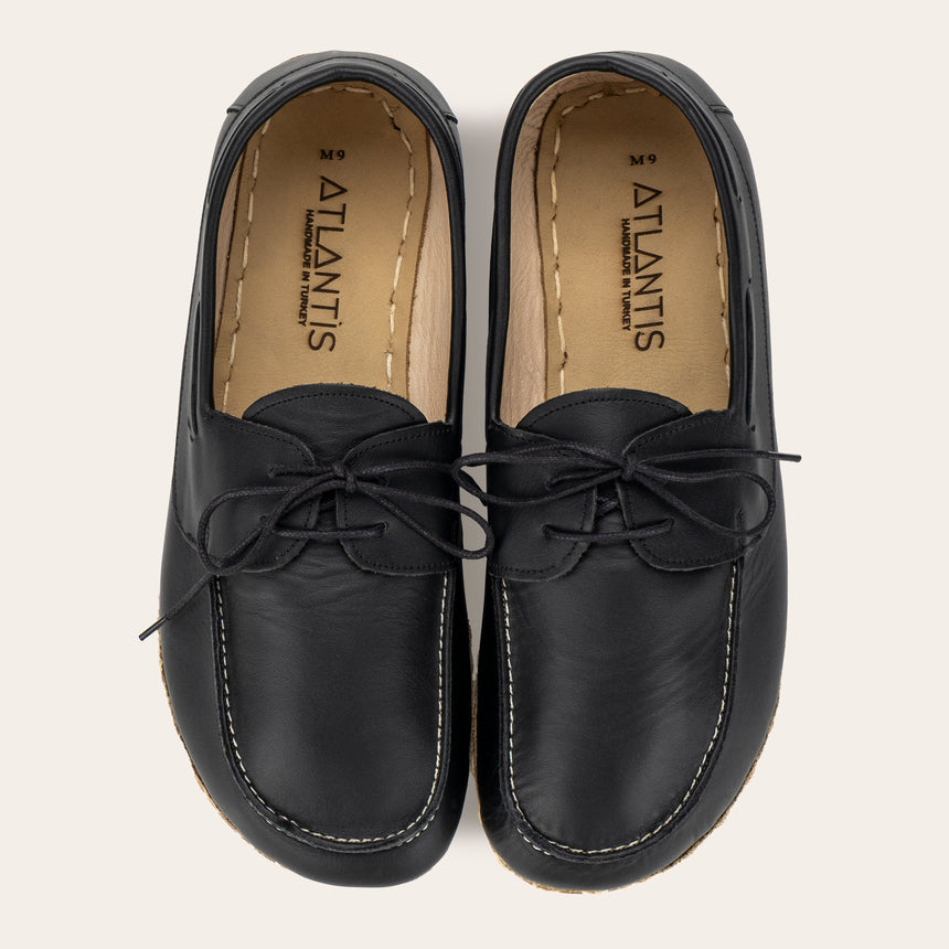 Women's Black Dock Shoes - Atlantis Handmade Shoes - 