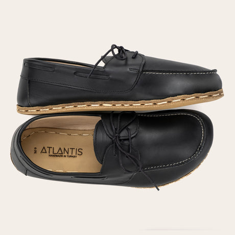 Women's Black Dock Shoes - Atlantis Handmade Shoes - 