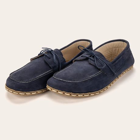 Women's Navy Nubuck Dock Shoes - Atlantis Handmade Shoes - 