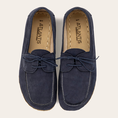 Women's Navy Nubuck Dock Shoes - Atlantis Handmade Shoes - 