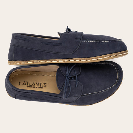 Women's Navy Nubuck Dock Shoes - Atlantis Handmade Shoes - 