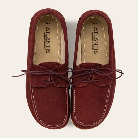 Women's Burgundy Dock Shoes - Atlantis Handmade Shoes - 