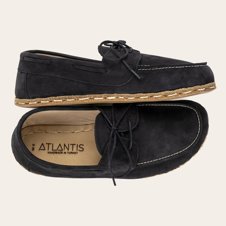 Women's Black Nubuck Dock Shoes - Atlantis Handmade Shoes - 