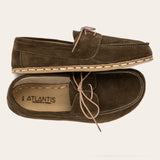 Women's Khaki Green Suede Dock Shoes - Atlantis Handmade Shoes -