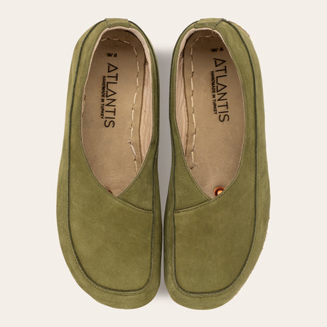 Olive Green Barefoot Cross Ballet Flats - Atlantis Handmade Shoes - 