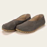 Gray Barefoot Cross Ballet Flats - Atlantis Handmade Shoes -