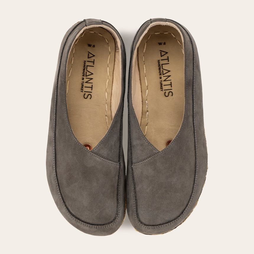Gray Barefoot Cross Ballet Flats - Atlantis Handmade Shoes - 