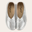 Silver Barefoot Cross Ballet Flats - Atlantis Handmade Shoes - 