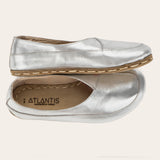 Silver Barefoot Cross Ballet Flats - Atlantis Handmade Shoes -