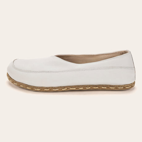White Barefoot Cross Ballet Flats - Atlantis Handmade Shoes - 