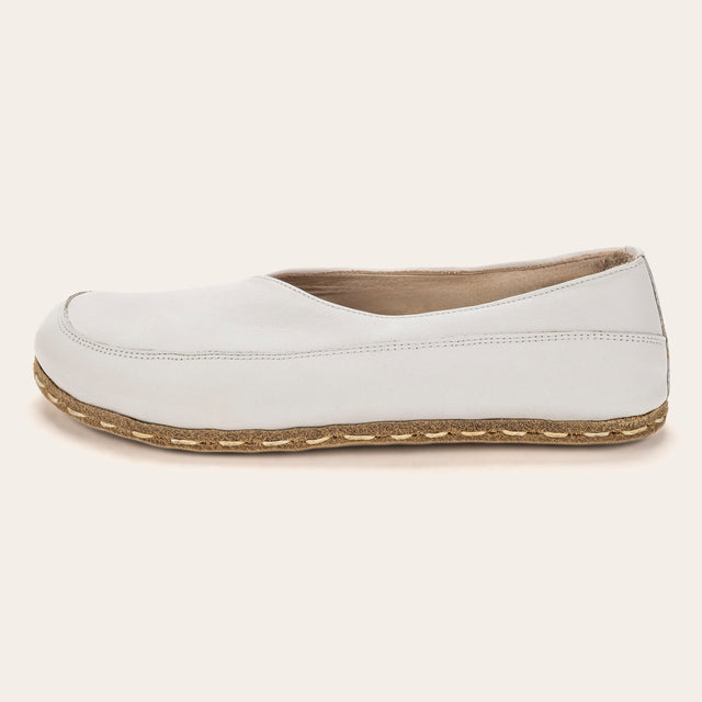 White Barefoot Cross Ballet Flats - Atlantis Handmade Shoes -