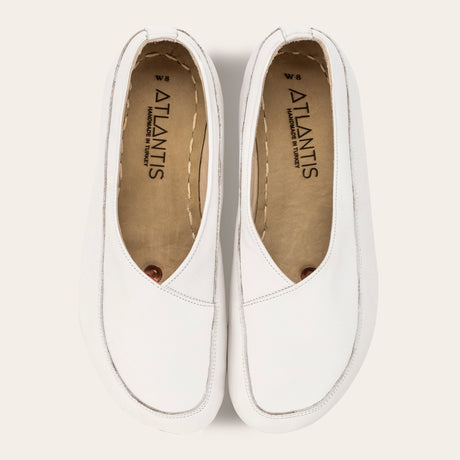 White Barefoot Cross Ballet Flats - Atlantis Handmade Shoes - 