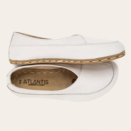 White Barefoot Cross Ballet Flats - Atlantis Handmade Shoes - 