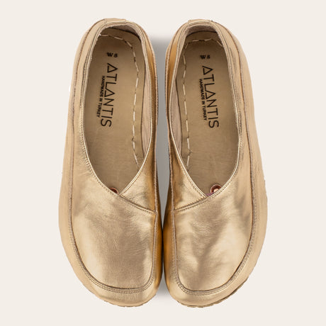 Gold Barefoot Cross Ballet Flats - Atlantis Handmade Shoes - 