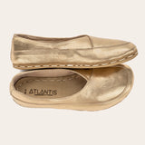 Gold Barefoot Cross Ballet Flats - Atlantis Handmade Shoes -