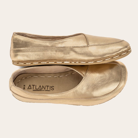 Gold Barefoot Cross Ballet Flats - Atlantis Handmade Shoes - 