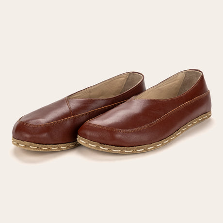 Peru Brown Barefoot Cross Ballet Flats - Atlantis Handmade Shoes - 