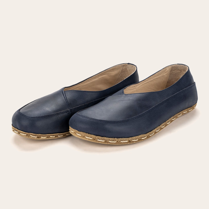 Blue Barefoot Cross Ballet Flats - Atlantis Handmade Shoes - 