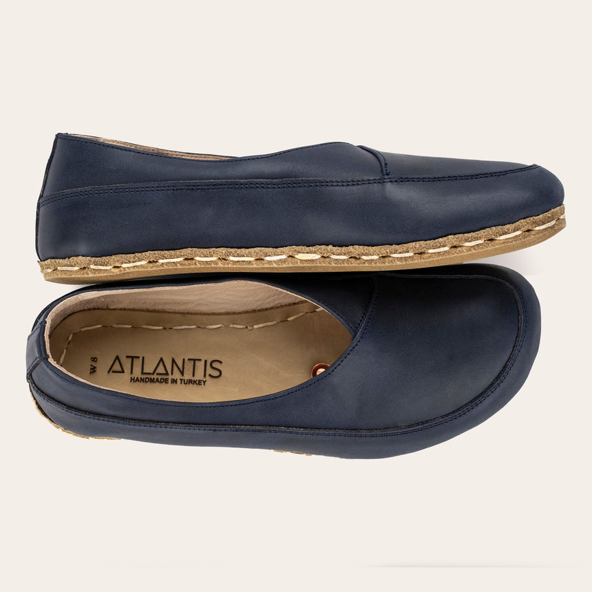 Blue Barefoot Cross Ballet Flats - Atlantis Handmade Shoes - 