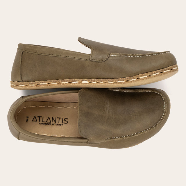 Women's Green Moccasins - Atlantis Handmade Shoes -