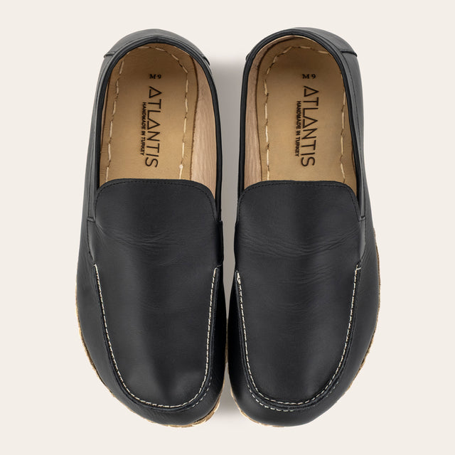 Women's Black Moccasins - Atlantis Handmade Shoes - 