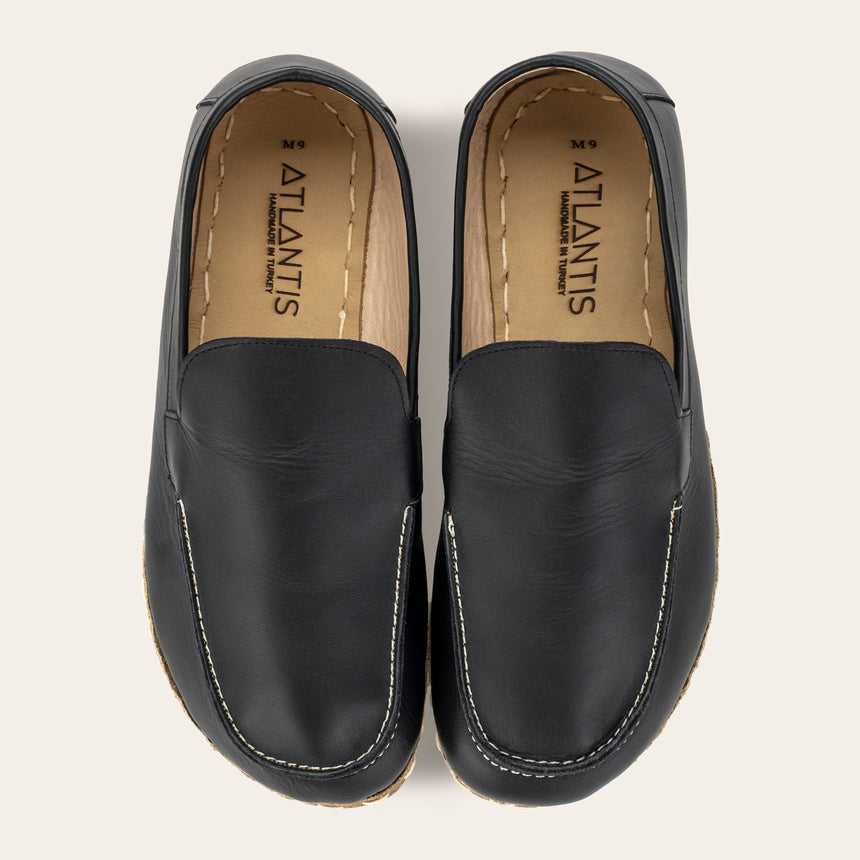 Women's Black Moccasins - Atlantis Handmade Shoes - 