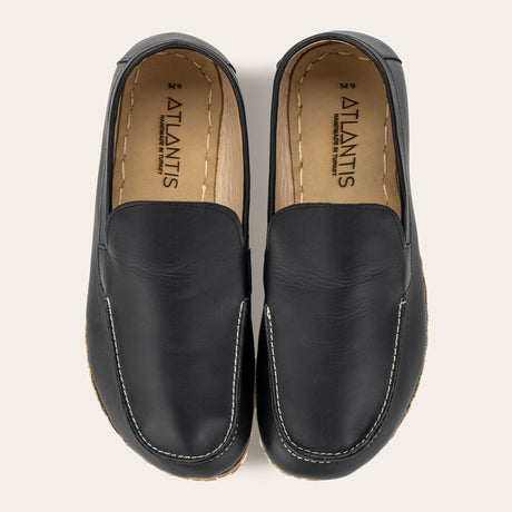 Men's Black Moccasins - Atlantis Handmade Shoes - 