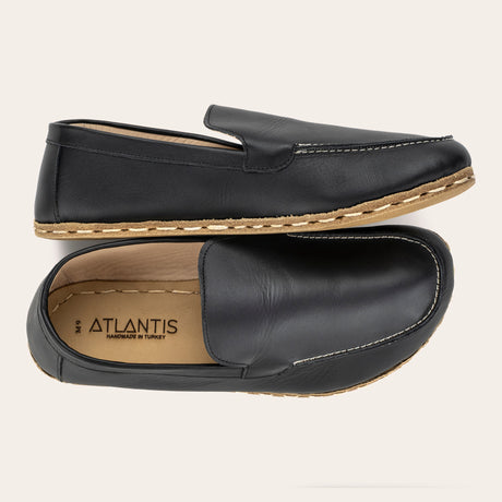Men's Black Moccasins - Atlantis Handmade Shoes - 