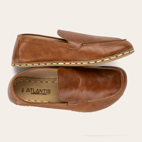 Men's Antique Brown Moccasins - Atlantis Handmade Shoes - 