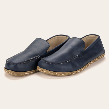 Men's Blue Moccasins - Atlantis Handmade Shoes - 