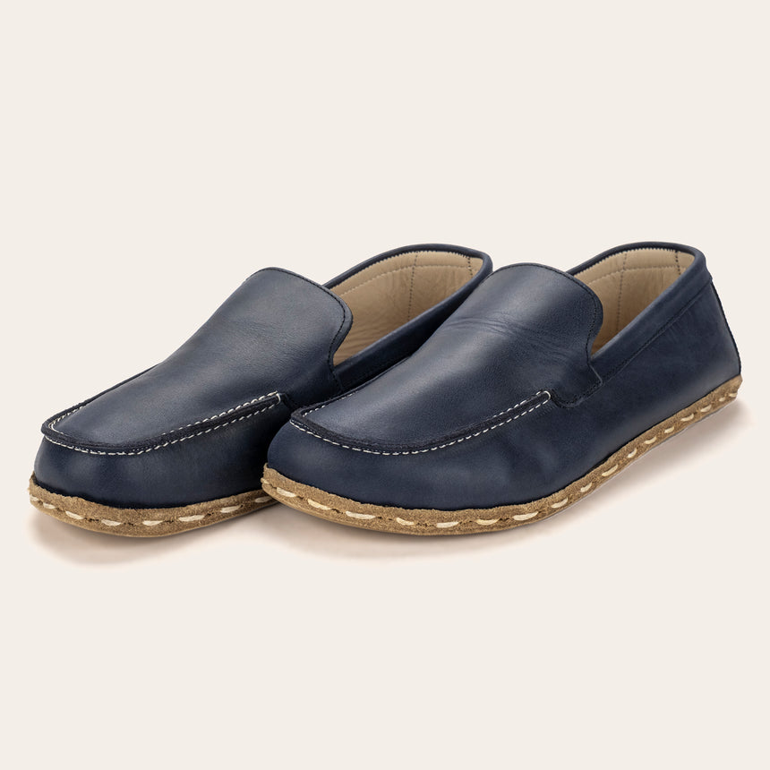 Men's Blue Moccasins - Atlantis Handmade Shoes - 