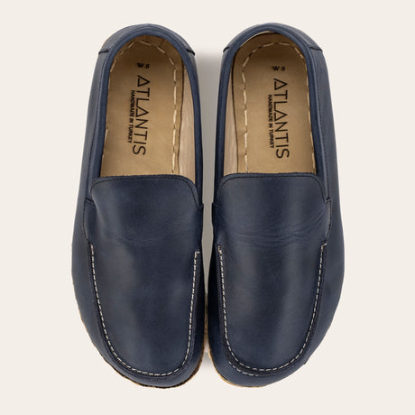 Women's Blue Moccasins - Atlantis Handmade Shoes - 