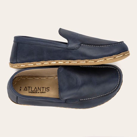 Men's Blue Moccasins - Atlantis Handmade Shoes - 