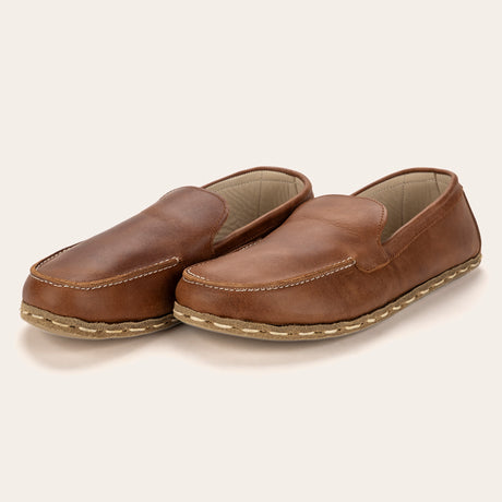 Men's Lion Brown Moccasins - Atlantis Handmade Shoes - 
