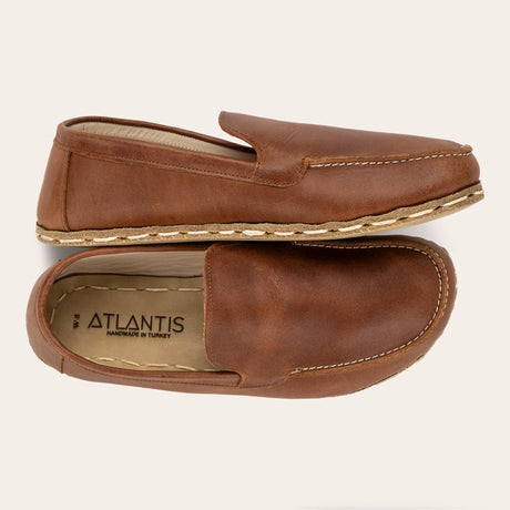 Men's Lion Brown Moccasins - Atlantis Handmade Shoes - 