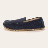 Women's Navy Nubuck Moccasins - Atlantis Handmade Shoes -