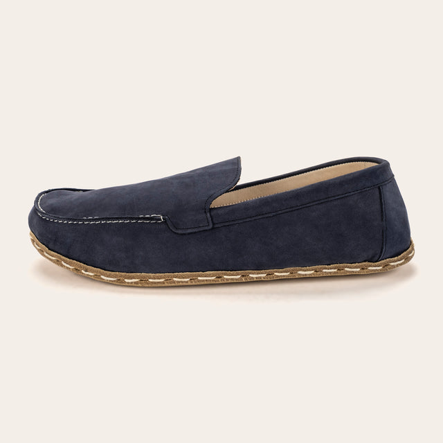 Women's Navy Nubuck Moccasins - Atlantis Handmade Shoes -