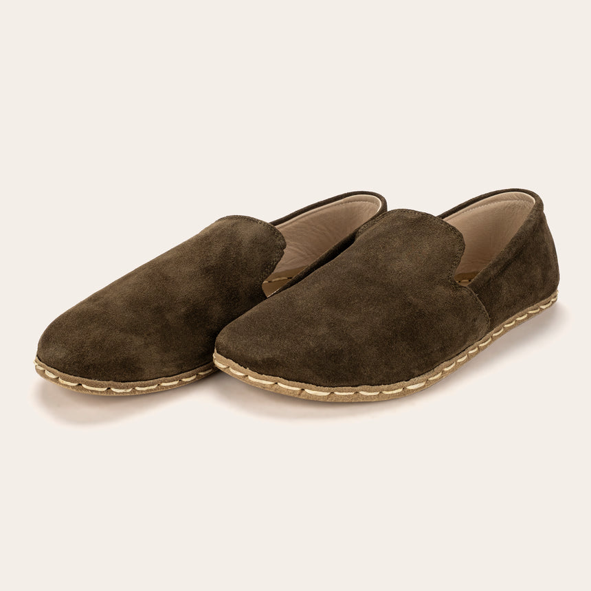 Women's Khaki Green Suede Minimalists - Atlantis Handmade Shoes - 