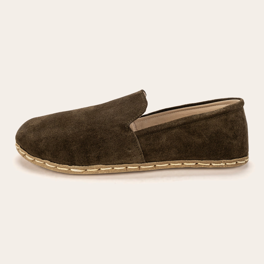 Women's Khaki Green Suede Minimalists - Atlantis Handmade Shoes - 