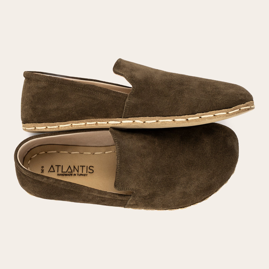 Women's Khaki Green Suede Minimalists - Atlantis Handmade Shoes - 