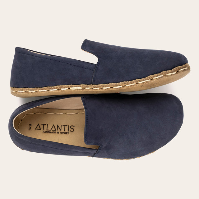 Women's Navy Nubuck Minimalists - Atlantis Handmade Shoes -