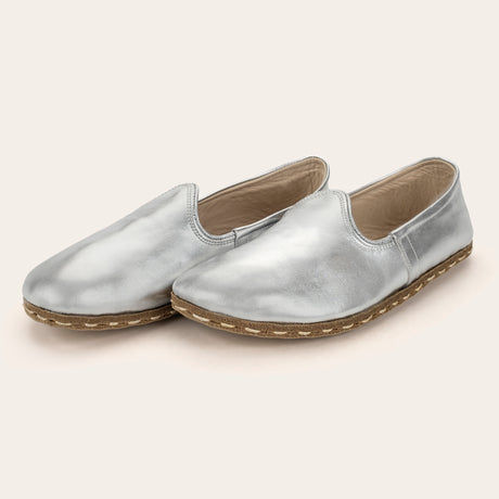 Women's Silver Barefoots - Atlantis Handmade Shoes - 